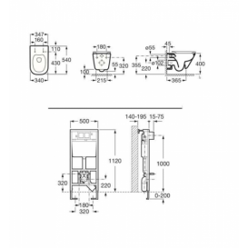 Инсталляция Roca Pro A89009000H + подвесной унитаз Roca Gap Clean Rim A34H478000 + сиденьем Soft-Close
