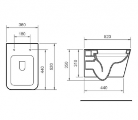 Інсталяція ТЕСЕ 940001 + підвісний безободковий унітаз PONSI Surf з кришкою у комплекті BC SUR L VASO 0001 / BS SUR L 0001