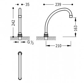 Излив для кухонного смесителя Tres Tempotres с патрубком хром 112441