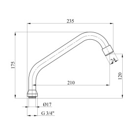 Вилив для змішувача Kroner KRM C805 нержавіюча сталь хром CV009871