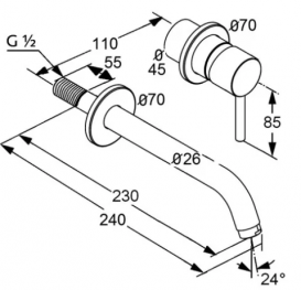 Излив для смесителя настенного монтажа для раковины Kludi латунь хром 7302205-00