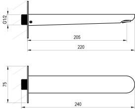 Излив для смесителя Ravak Eleganta настенный черный матовый X07P804