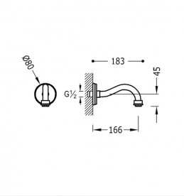 Вилив для змішувача Tres Tres-Clasic настінний 165 мм золото 24217302OR