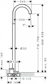 Излив для смесителя в ванной Axor Uno напольный черный матовый 38412670