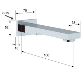 Вилив для змішувача у ванній Daniel 18 см латунь хром W4704CR