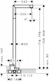 Излив для смесителя в ванной Hansgrohe Axor Uno 226 мм напольный шлифованный черный хром 45412340