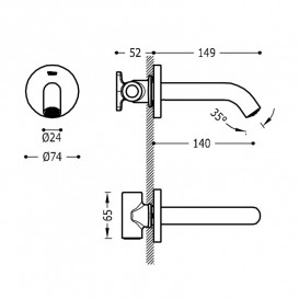 Вилив для змішувача у ванній Tres 14,9 см сталь 26218004AC
