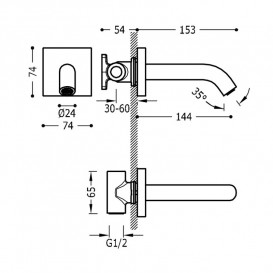 Вилив для змішувача у ванній Tres 15,3 см рожеве золото 21018107OP