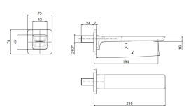 Излив для смесителя в ванной Villeroy & Boch Subway 3.0 хром TVT11200100061