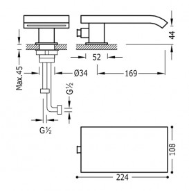 Излив для установки на борт ванны Tres каскадный хром 18718250