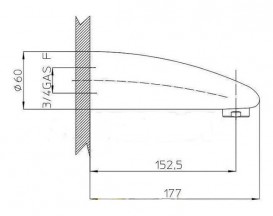 Излив для ванной Bossini Atlantis хром E78000