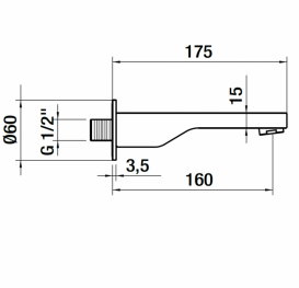 Излив для ванны GRB Hydro 17.5 см хром 05025007