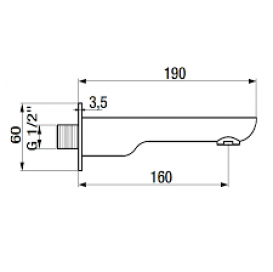 Излив для ванны GRB Hydro 19 см хром 05025006