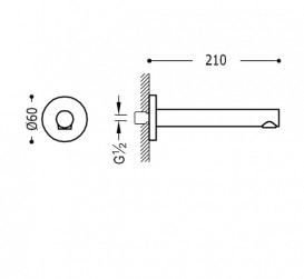 Излив для ванны Tres настенный хром 06117202