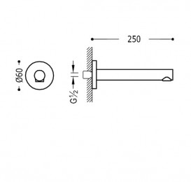 Излив для ванны Tres настенный хром 16117102