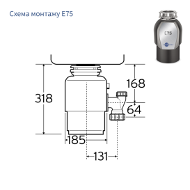 Подрібнювач харчових відходів In-Sink-Erator 1425 об/хв 0.75 к.с. Model 75-2