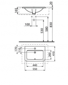 Раковина для ванної вбудована Jika колекція Cubito 55x16.5x41 біла H8174220001041