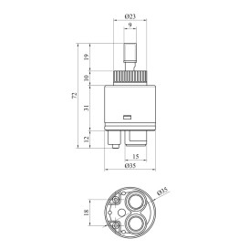 Картридж для смесителя Kroner KRM PM35H 35 мм CV023561