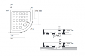 Керамический душевой поддон Kerasan Retro угловой полукруглый 90х90 см белый 133901