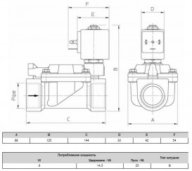 Клапан електромагнітний ODE НЗ 1½'' Рвх-Рвих=0,2-10ат Тмакс=140°С  21W6KE (V) 400