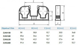 Кліпса для кріплення 2-х труб MCH 2х22 мм з застібкою і сталевий гайкою Z2K022B