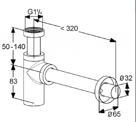 Kludi Сифон для раковины удлиненный 1002005-00