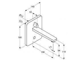 Змішувач для раковини електронний настінний сенсорний Kludi колекція Zenta хром 3850005