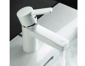 Змішувач для раковини одноважеля з донним клапаном Kludi колекція Zenta білий 382509175