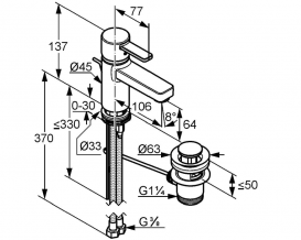 Змішувач для раковини одноважеля з донним клапаном Kludi колекція Zenta білий 382509175