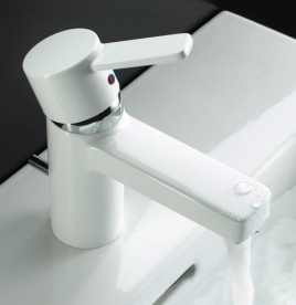 Смеситель для раковины однорычажный с донным клапаном Kludi коллекция Zenta XL белый 382609175