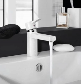 Смеситель для раковины однорычажный с донным клапаном Kludi коллекция Zenta XL белый 382609175