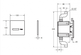 Кнопка змиву для пісуара Roca Sentronic-S електронна харчування від батарейок A5A9502C00