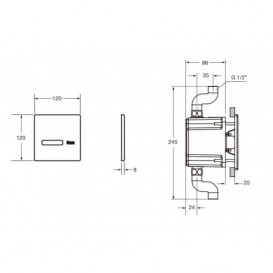 Кнопка змиву для пісуара Roca Sentronic-S електронна харчування від мережі A5A9602C00