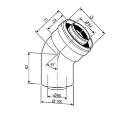 Коаксіальний відведення 45 ° Bosch AZ 394 Ø60 / 100 7736995071