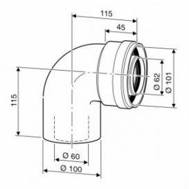 Коаксиальный отвод 90°  Bosch AZ 393 Ø60/100 7736995079