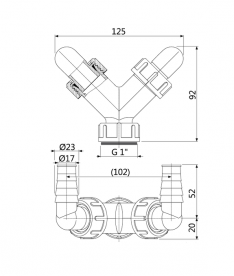 Колено AlcaPlast с двумя штуцерами G1