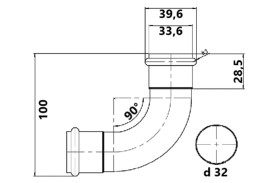 Колено для раковины McAlpine 90° 32х32 мм латунь хром RS13