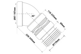 Коліно для унітазу McAlpine 45° еластичне з ущільненням поліпропілен білий WC-CON16F