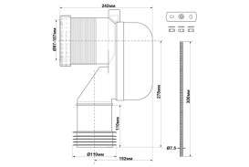 Колено для унитаза McAlpine с уплотнителем полипропилен белый WC-CON8EX-BTW