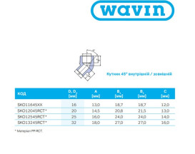 Коліно Ekoplastik 45° внутрішнє/зовнішнє 32 мм поліпропілен SKO13245RCT