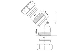 Колено McAlpine 45° с гайками d32 мм полипропилен белый 32B-WH
