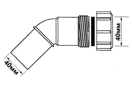 Коліно McAlpine 45° з гайкою d40 мм поліпропілен білий 40D-WH