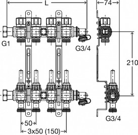 Коллектор для отопления Viega Fonterra 1010 DN25 6 выходов нержавеющая сталь 786861