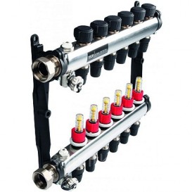 Колектор для систем підлогового опалення Tece TECElogo HKV 5 з ротометрамі і з'єднаннями push-fit нержавіюча сталь 77311105