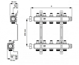 Колектор для систем опалення Tece TECEflex з запірними вентилями 5 контурів 1 