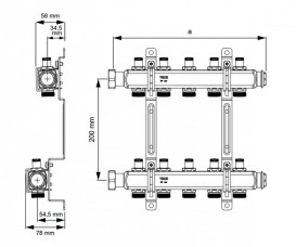 Колектор для систем опалення Tece TECEflex з запірними вентилями 9 контурів 1 