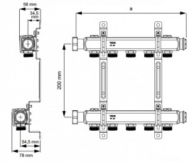 Колектор для систем опалення Tece TECEflex 10 контурів нержавіюча сталь 712559