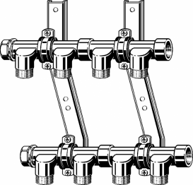 Колектор Viega Pexfit Pro 2005 2 виходи для холодної і 2 для гарячої води бронза 128272