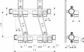 Коллектор Viega ­­Pexfit­­ Pro 2005 5 выходов для холодной и 4 для горячей воды бронза 133351