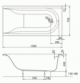Ванна акриловая прямоугольная Kolo коллекция Mirra 150х75х42 XWP3350001
